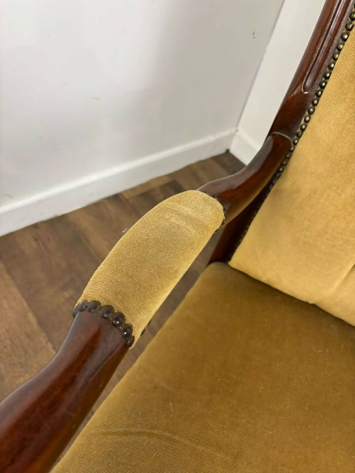 Reproduction Mahogany Button Back Armchair