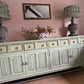 Sage Green Upcycled Sideboard, Gold Accents, Sustainable Decor