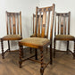 Vintage Set of Four Oak High Back Barley Twist Dining Chairs