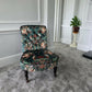 Antique Victorian Scroll Back Chair Fireside Seat - Newly Upholstered.