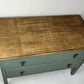 Vintage Chest of Drawers Stripped Oak Top Art Sage Green Upcycled Compact Size