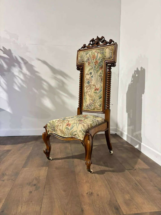Victorian Walnut Prie-Dieu with Tapestry Upholstery Circa: 1870