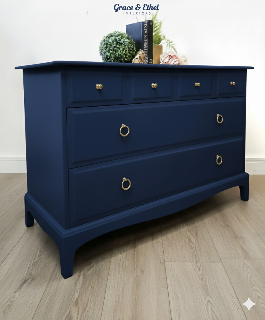 Stag minstrel chest of drawers in navy blue