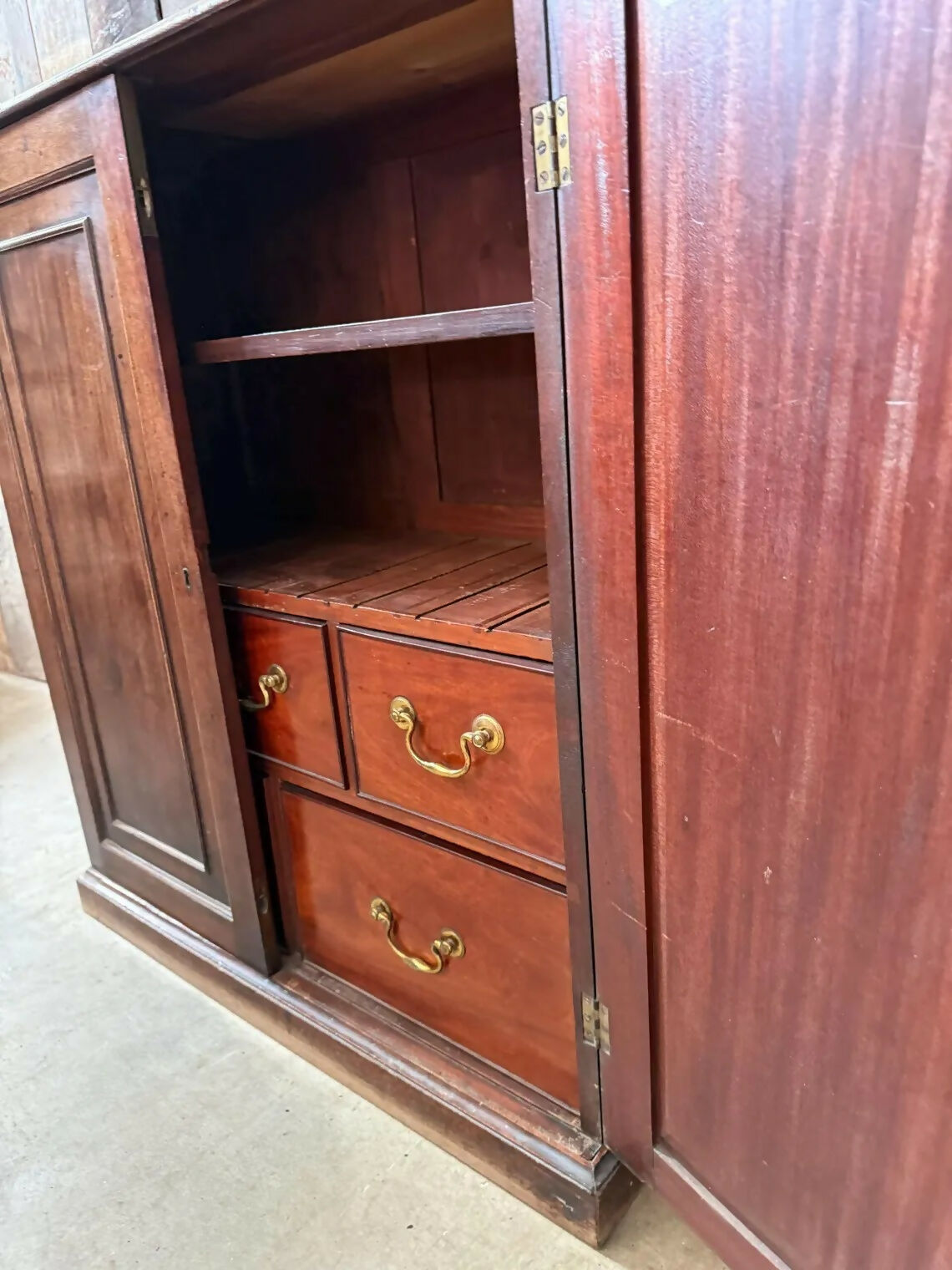 Antique Late Georgian Mahogany Estate Hall Actuary Bank Drawers Cupboard, C1800