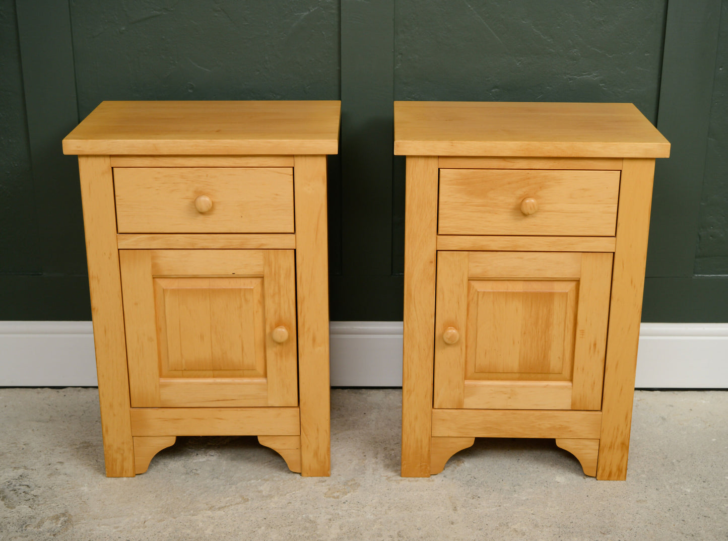 Pair Pine Bedside Tables - Modern