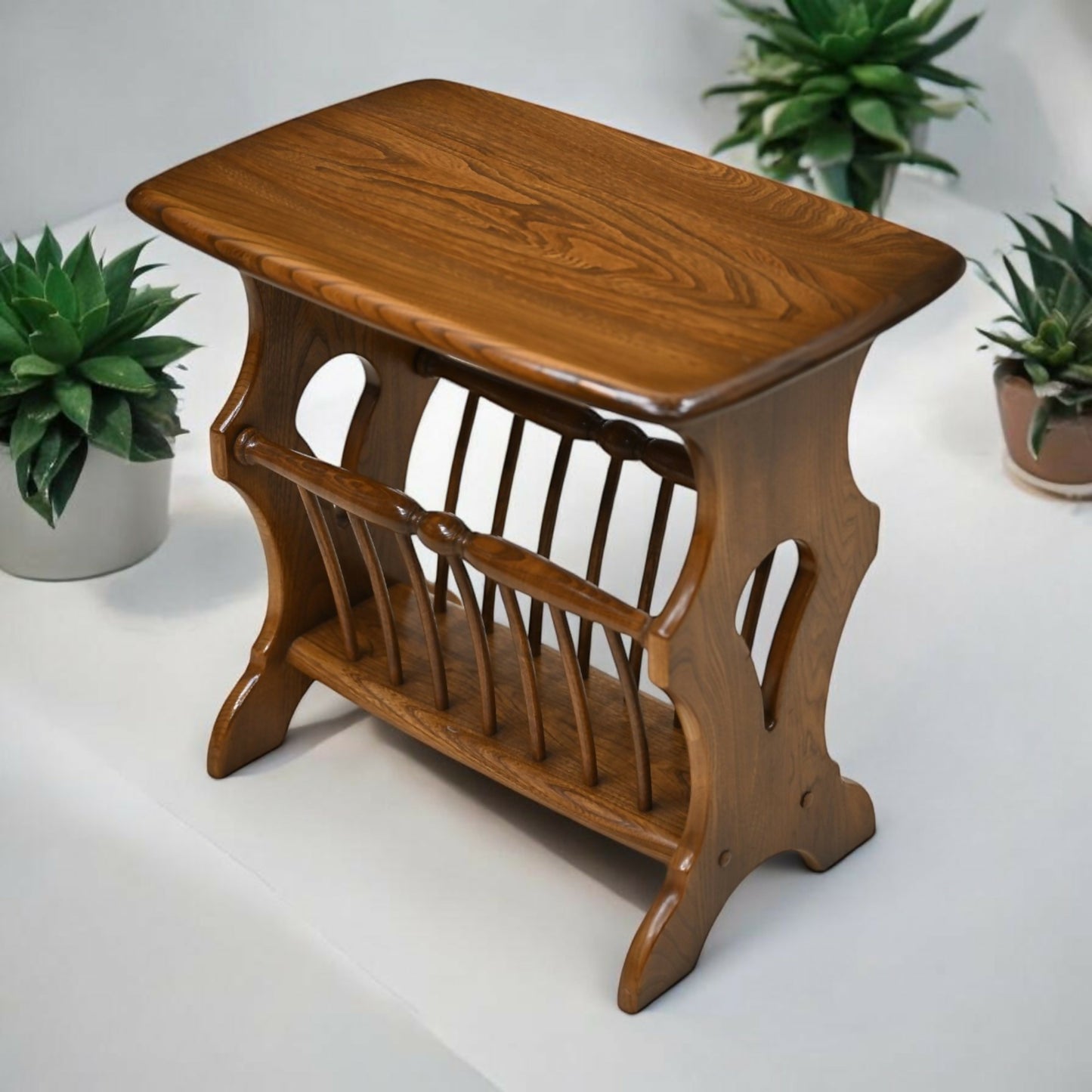 Ercol Side Table with Magazine Holder Vintage Retro Golden Dawn FREE UK Delivery