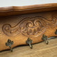 Coat Rack Vintage French Oak Wall Mounted 4 Hooks Carved Rack Hanger LOT 6293