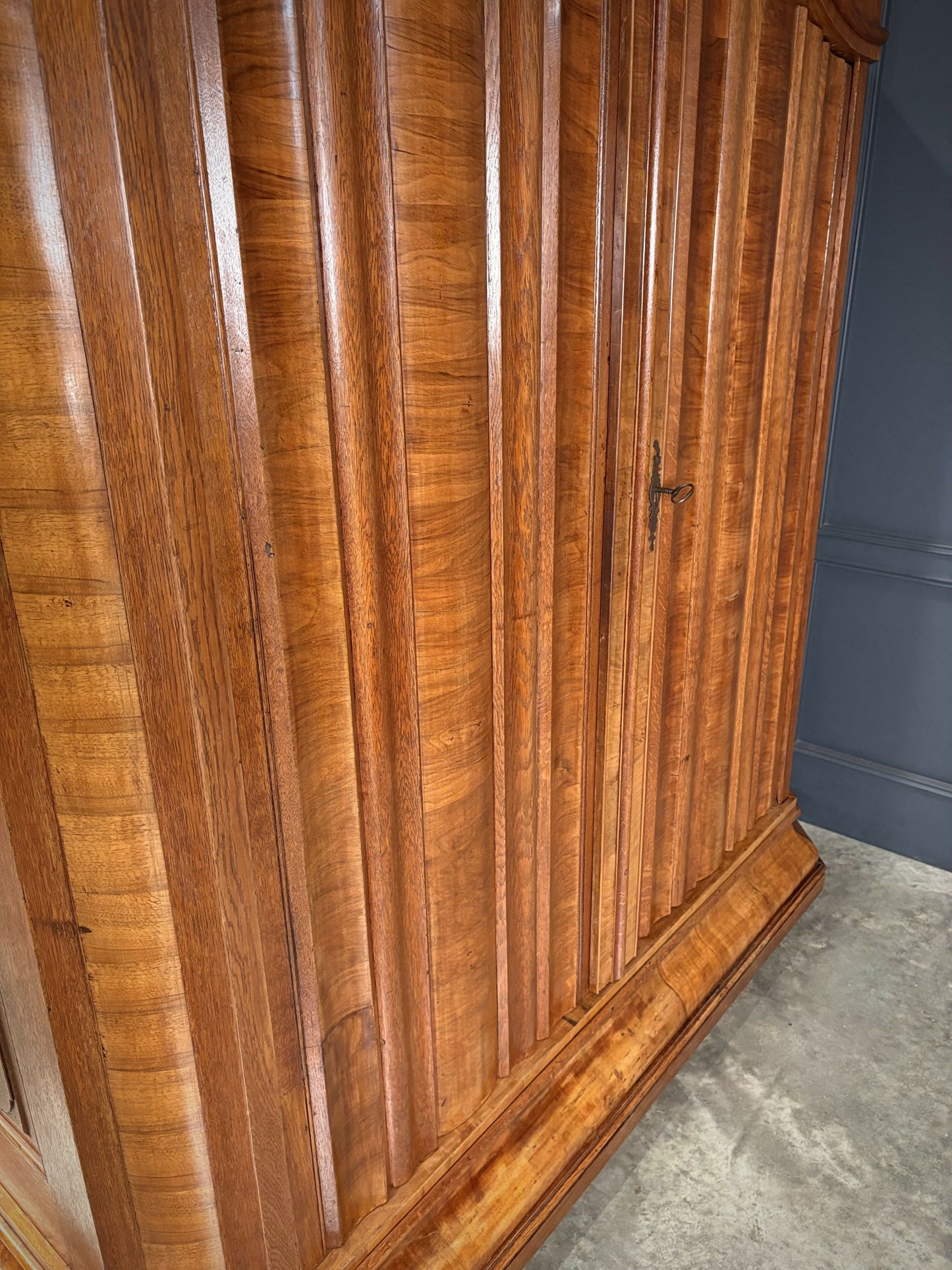 Large Continental Oak & Walnut Art Deco Wardrobe
