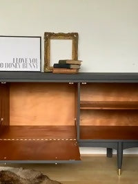 Dark grey Thomas & Greaves 7ft sideboard in dark grey