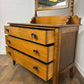Vintage Oak Dressing Table with Mirror – 3 Drawer Vanity on Castors
