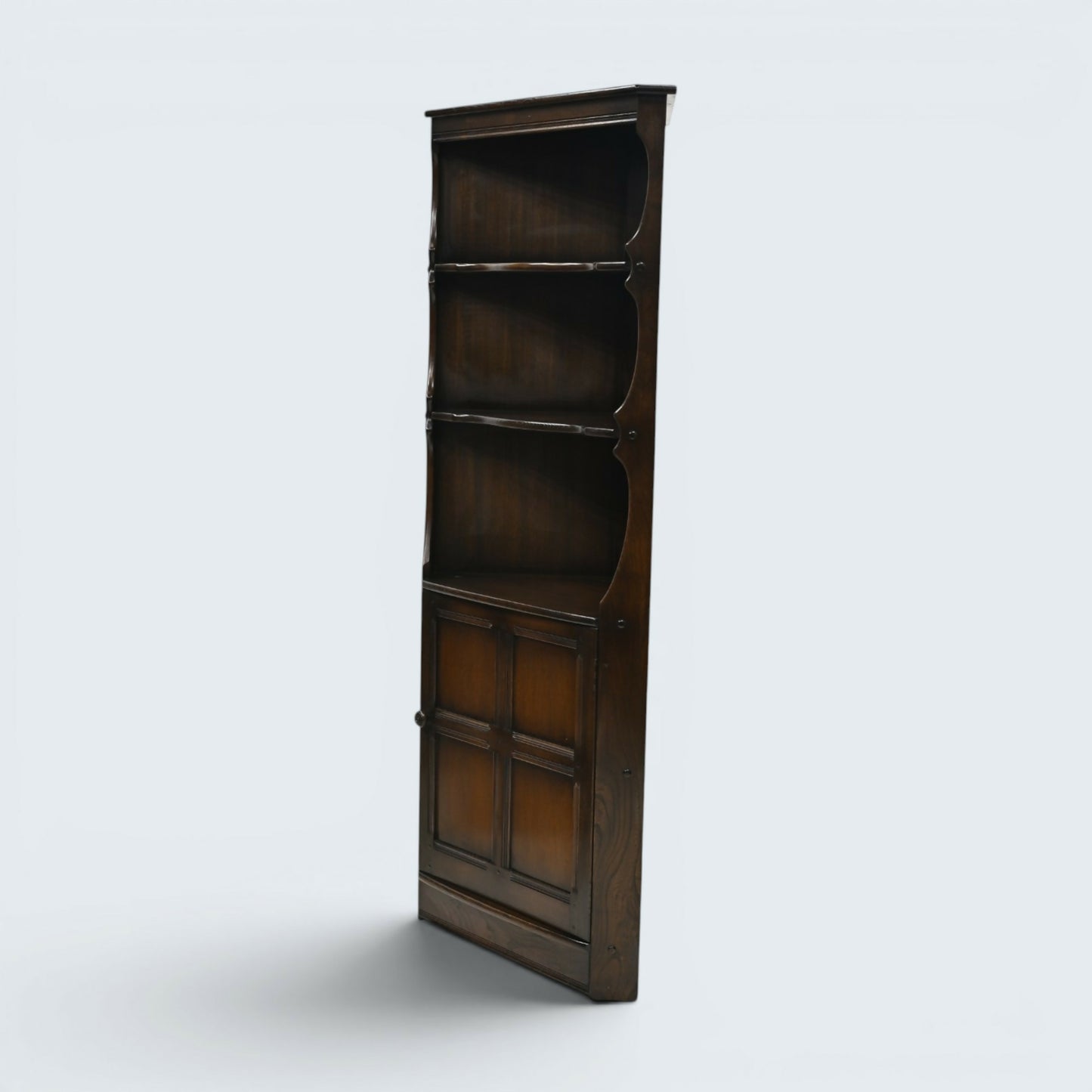 Ercol Old Colonial Corner Cabinet with Shelves and Cupboard FREE UK Delivery