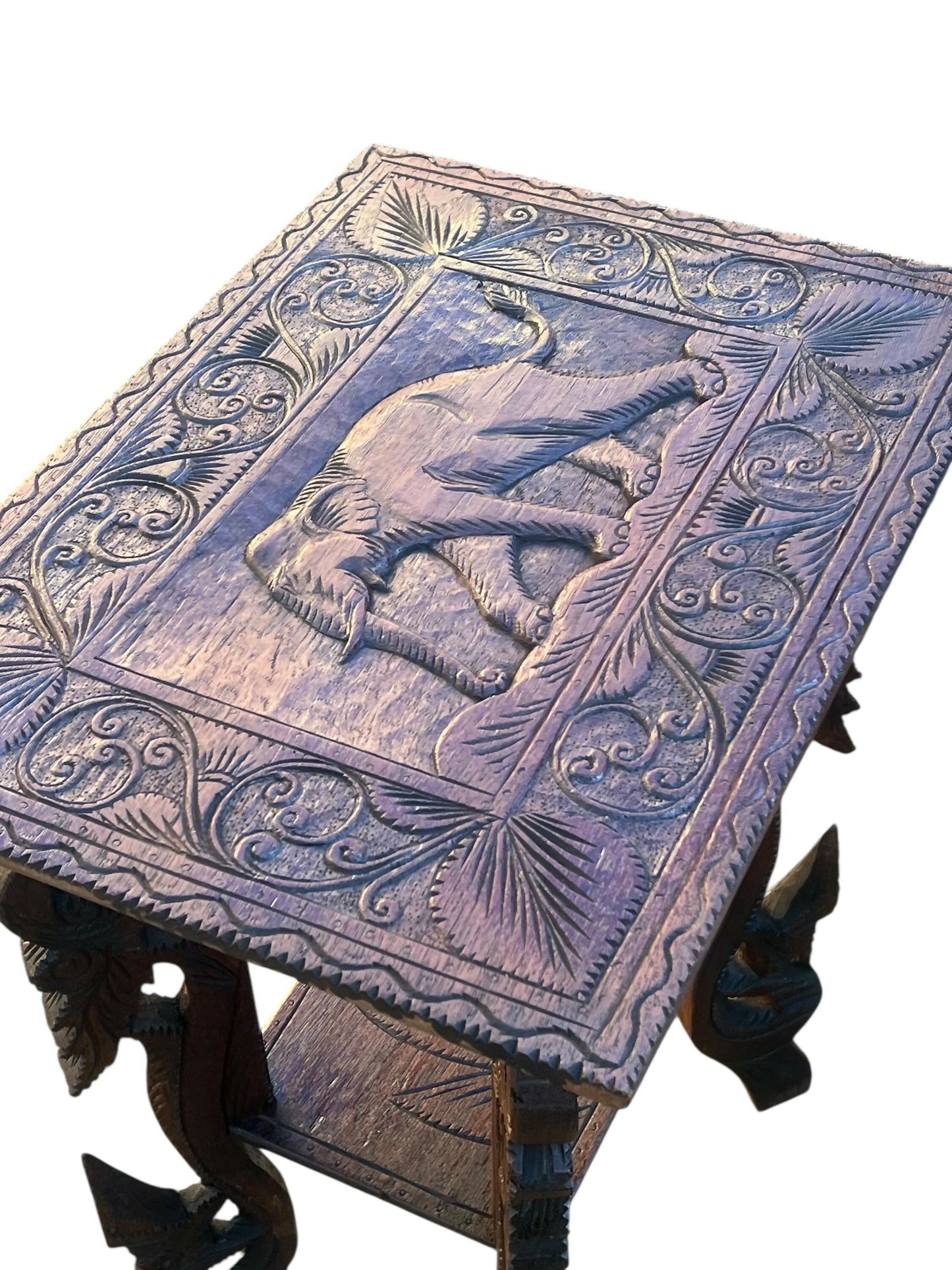 Antique Anglo Asian Ebonised Elephant side table