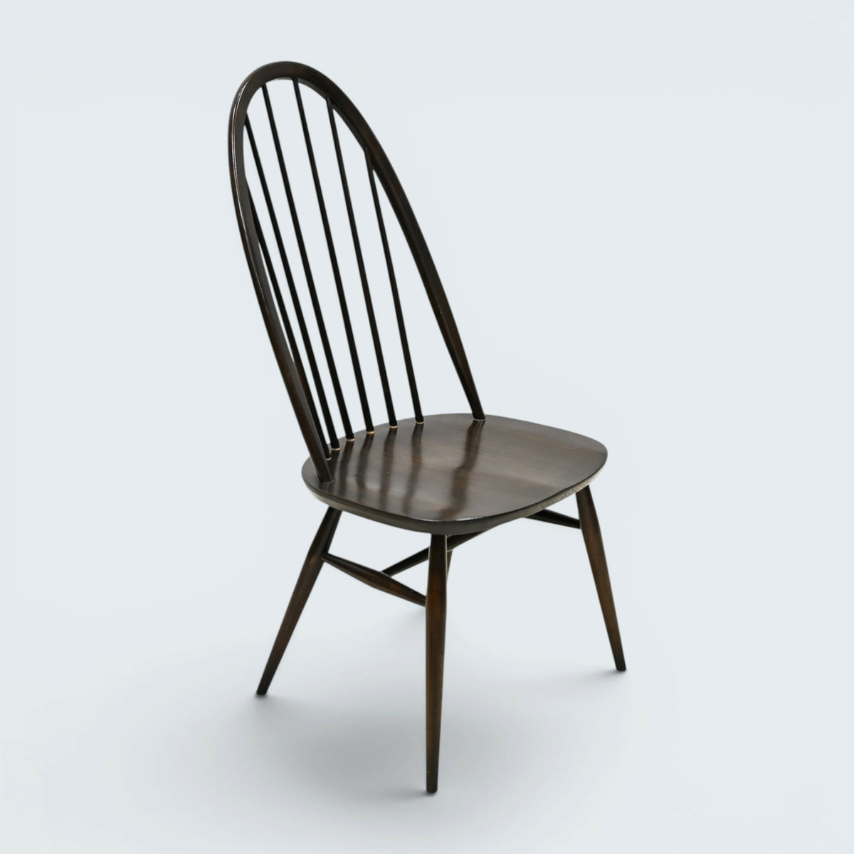 4 Ercol Dining Chairs Quaker Bow Back Retro Vintage Dark Finish FREE UK Delivery
