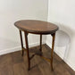 Edwardian Oval Mahogany Inlaid Occasional Table with Inlaid Stretcher Base