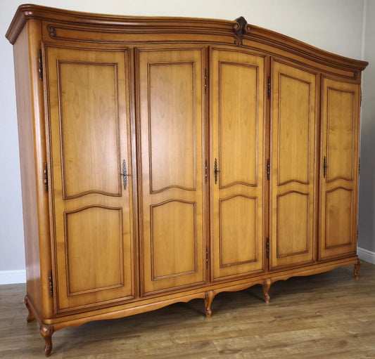 Wardrobe Vintage French Louis XVI Style Five Door Carved Armoire LOT 4990