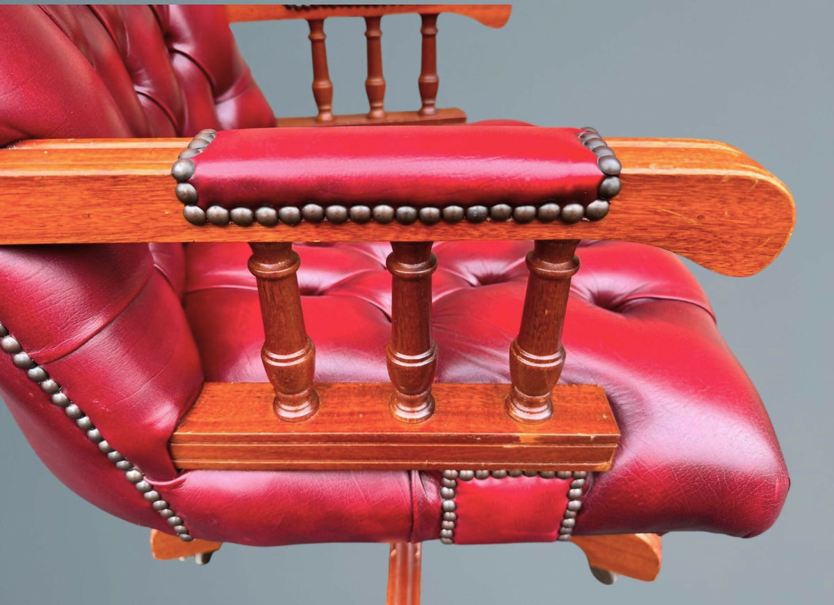 Red Leather Chesterfield Office Chair - Directors Chair