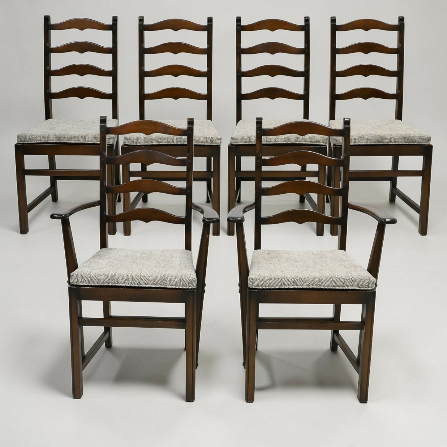 6 Ercol Dining Chairs 1970s Ladderback Inc 2 Carvers FREE Nationwide Delivery*