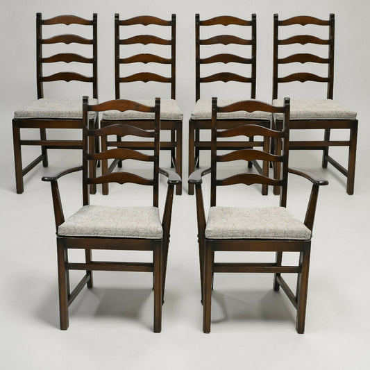 6 Ercol Dining Chairs 1970s Ladderback Inc 2 Carvers FREE Nationwide Delivery*