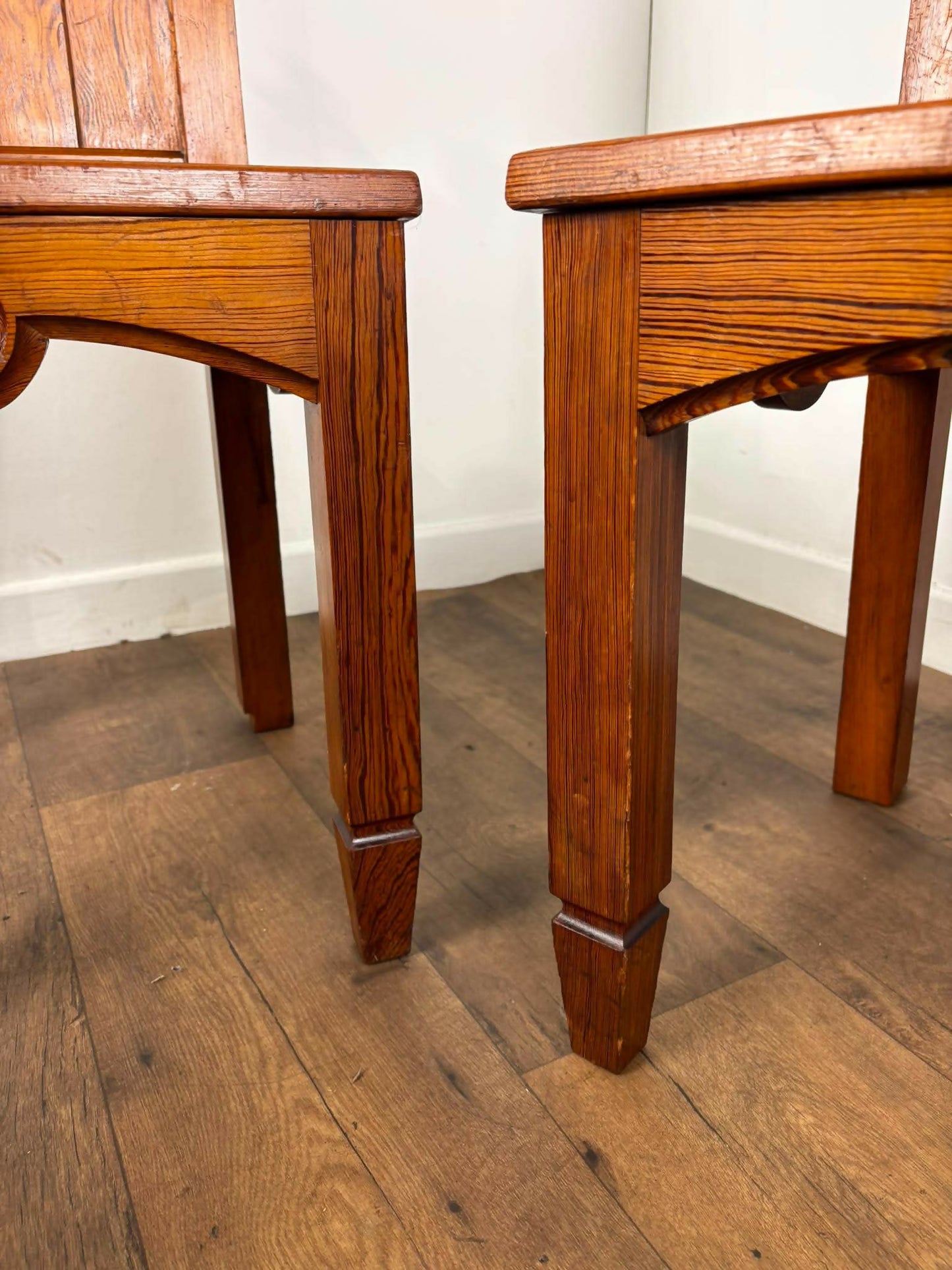 Pair Of Victorian Pitch Pine Ecclesiastical Chairs