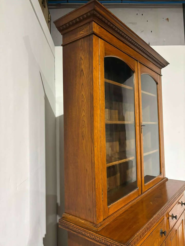 Victorian Golden Oak Library Bookcase