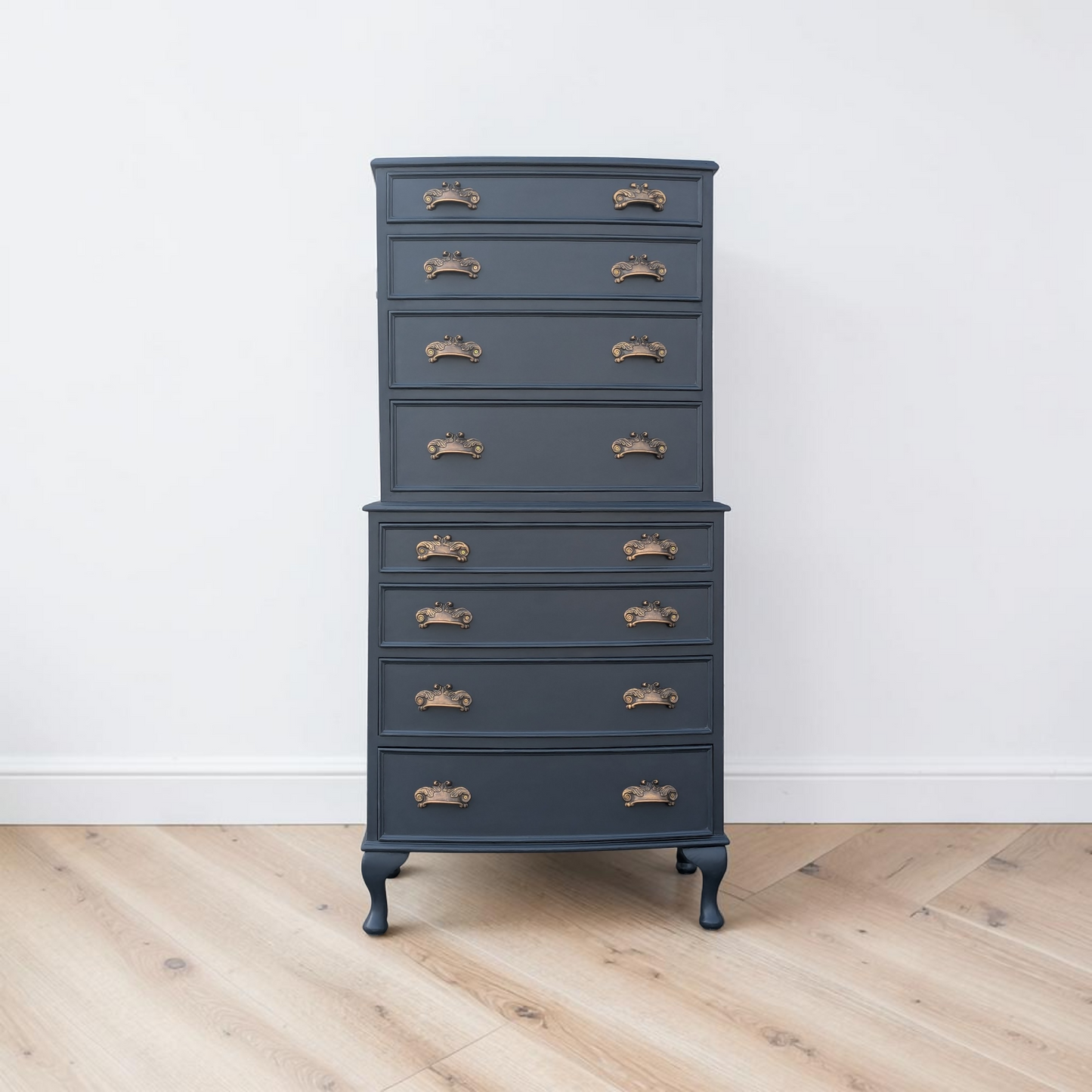 Vintage navy blue chest of drawers William Morris decoupage tallboy