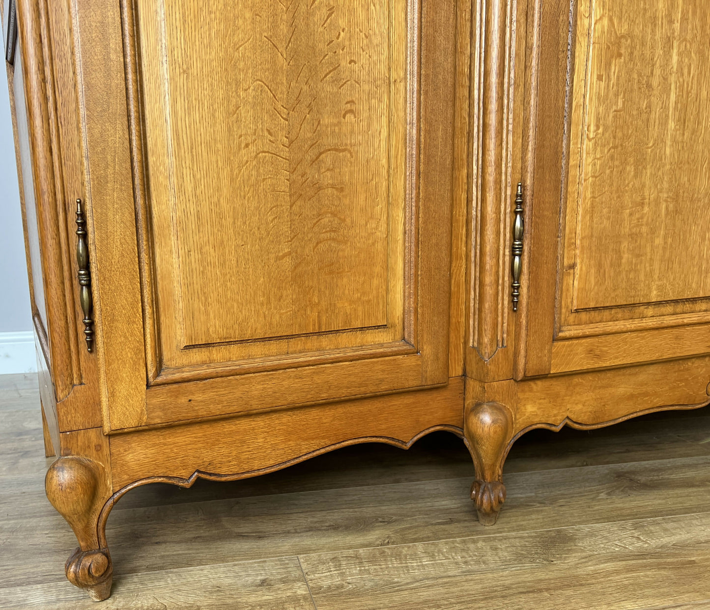 Wardrobe Vintage French Louis XVI Style Oak Four Door Carved Armoire LOT 6400