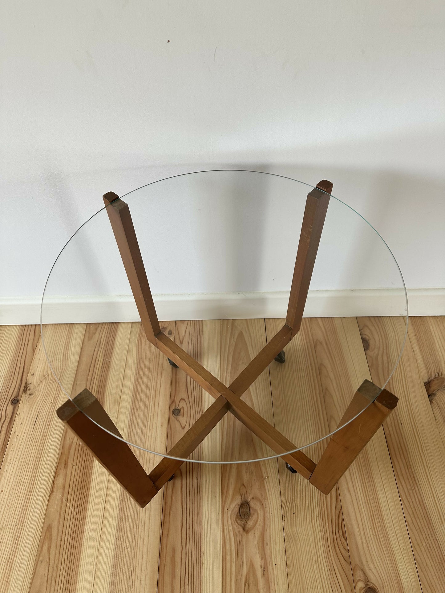 Mid Century Vintage Glass Side Coffee Table Minimalist