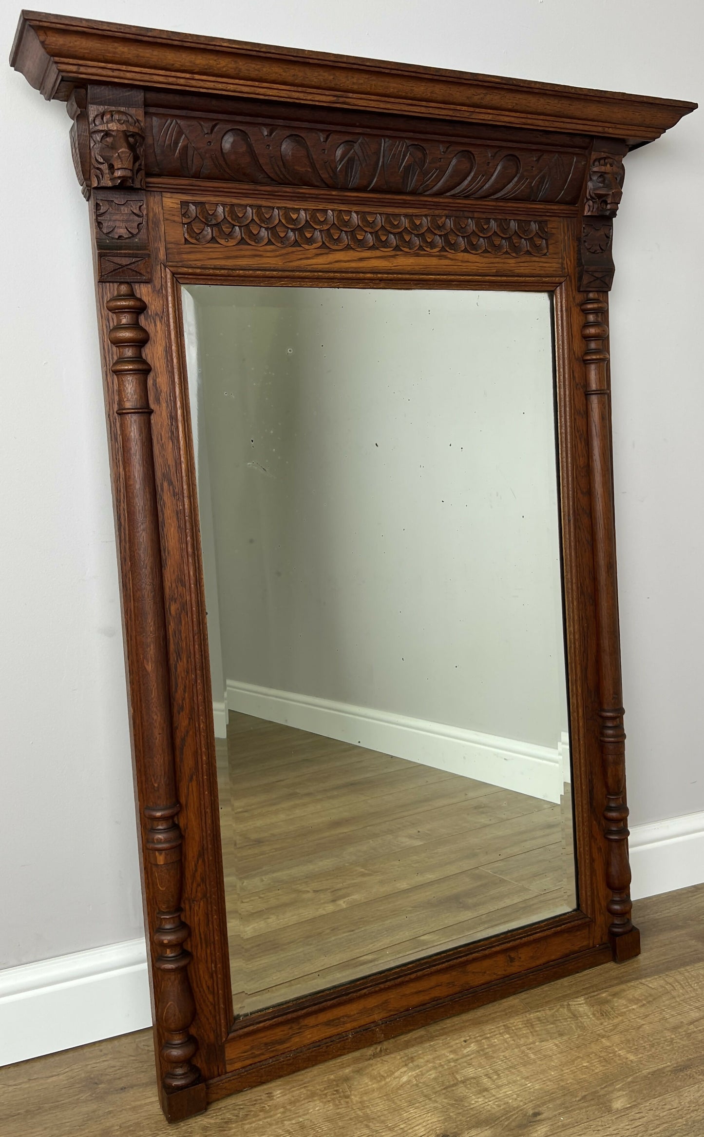 Mirror Antique French Oak Wall Mirror Home Decor Carved Wall Frame LOT 6369