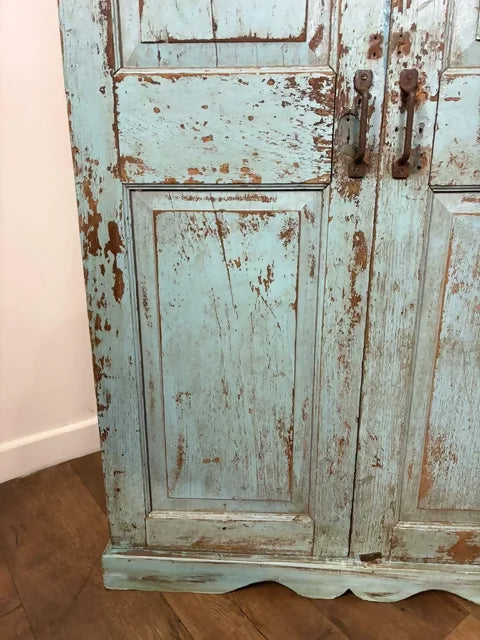 Reclaimed Blue Indian Wooden Cupboard