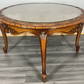 Coffee Table Vintage French Louis XIV Glass Top Ornate Cane Round Table LOT 3941