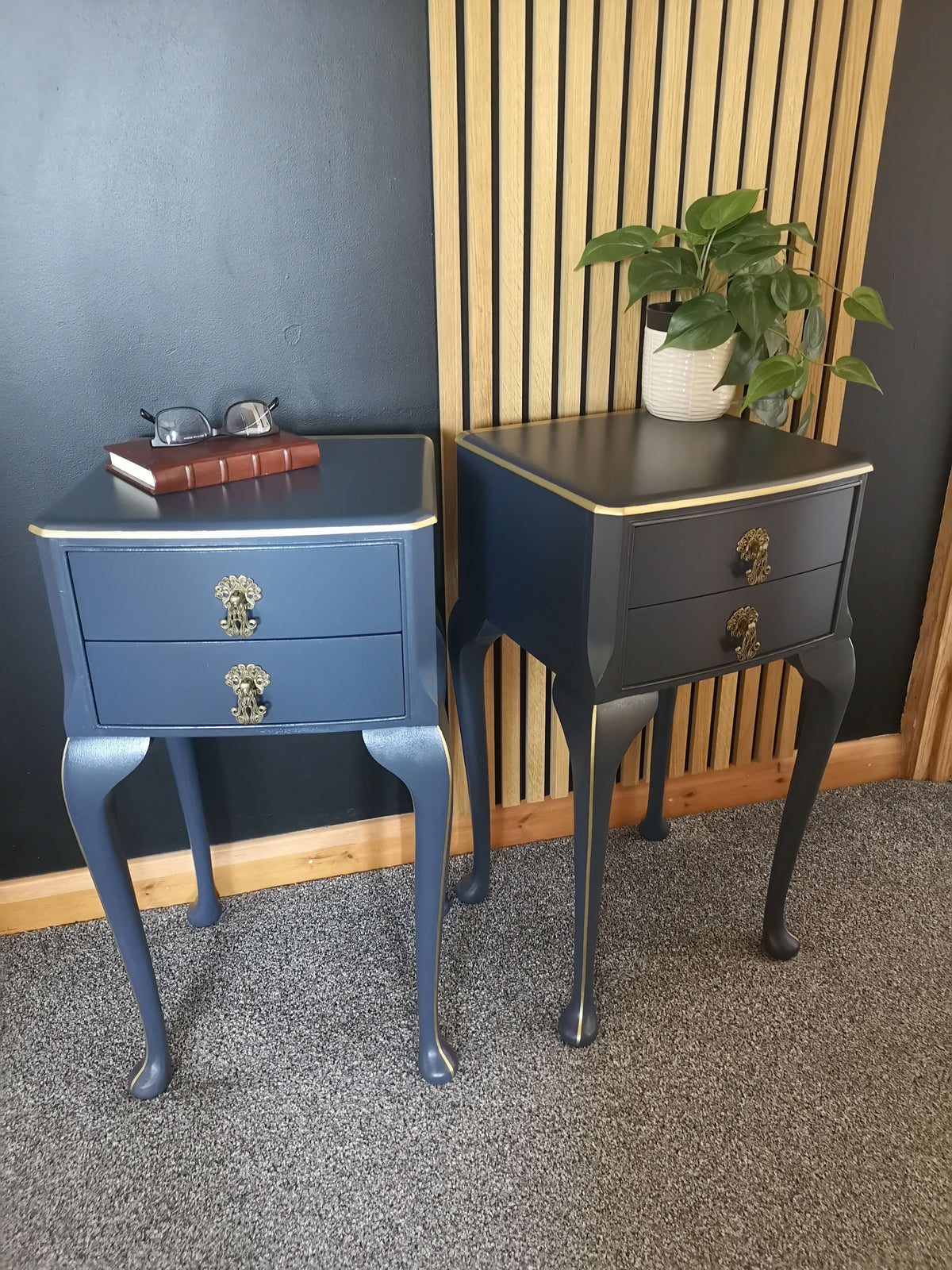 Navy blue bedside tables