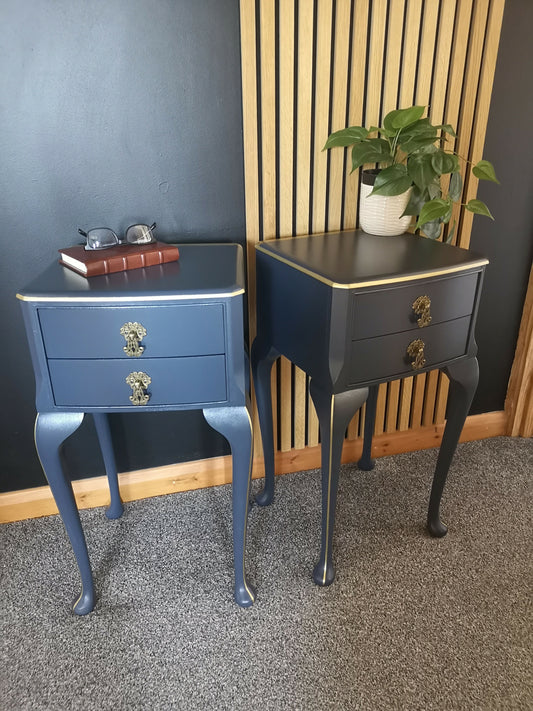 Navy blue bedside tables