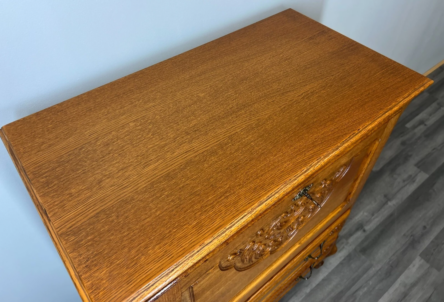 Cabinet Vintage French Louis XIV Style Writing Bureau Carved Sideboard LOT 3526