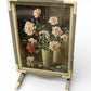 1950s firescreen table with lithograph, convertible fire screen, Edwin Byatt MCM