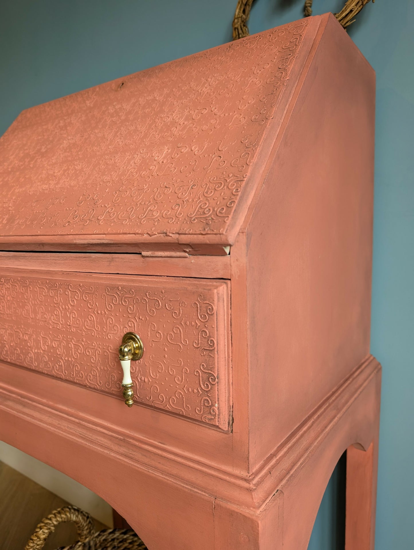 Vintage pink writing bureau