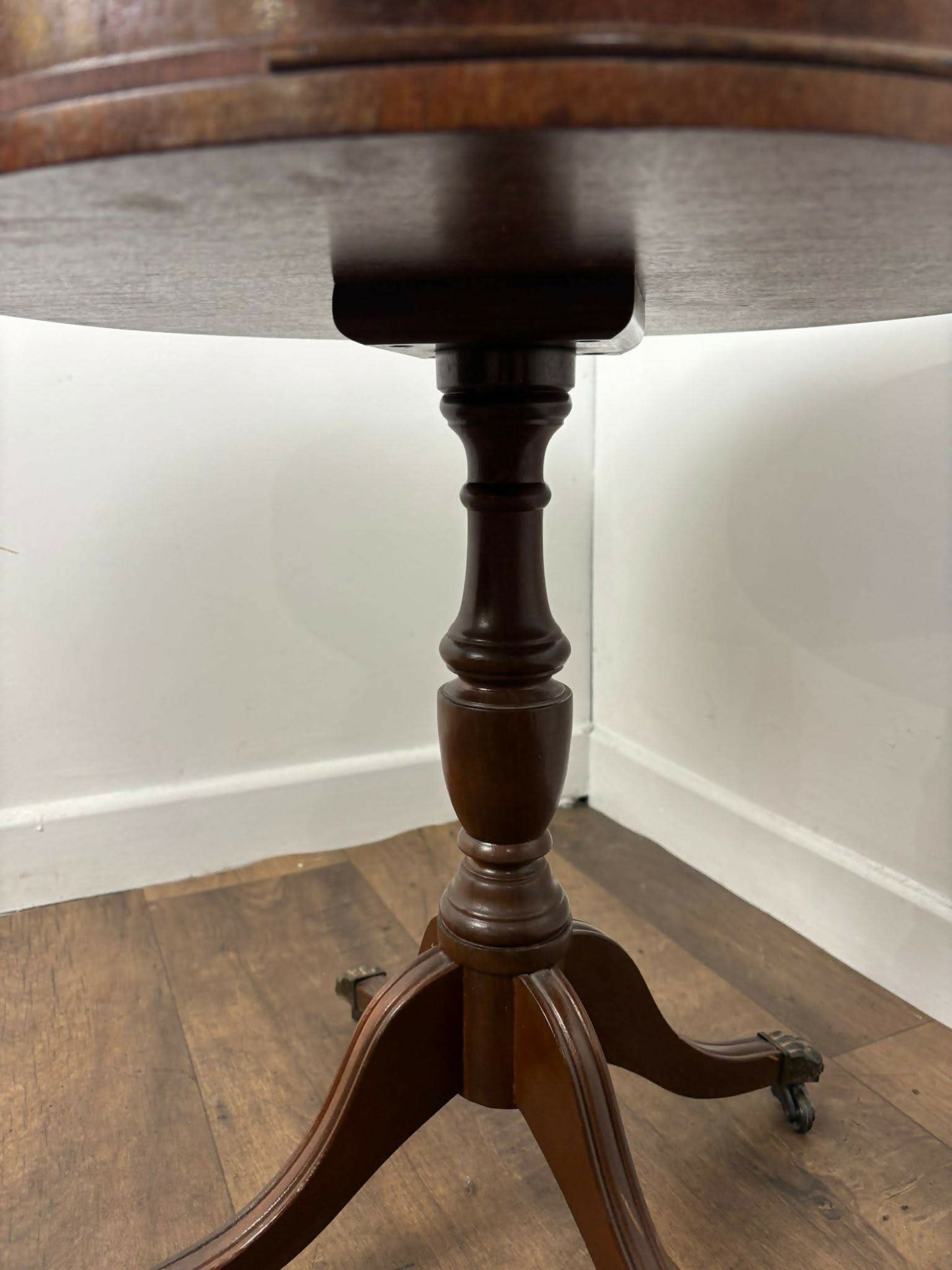 Vintage Reproduction Mahogany Drum Table with Leather Top