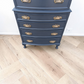 Vintage navy blue chest of drawers William Morris decoupage tallboy