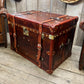 English handmade vintage luxury leather trunk - storage chest - rustic style