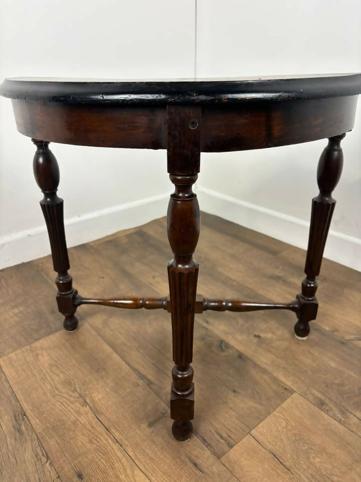 Antique Style Demi Lune Side Table on Reeded Supports