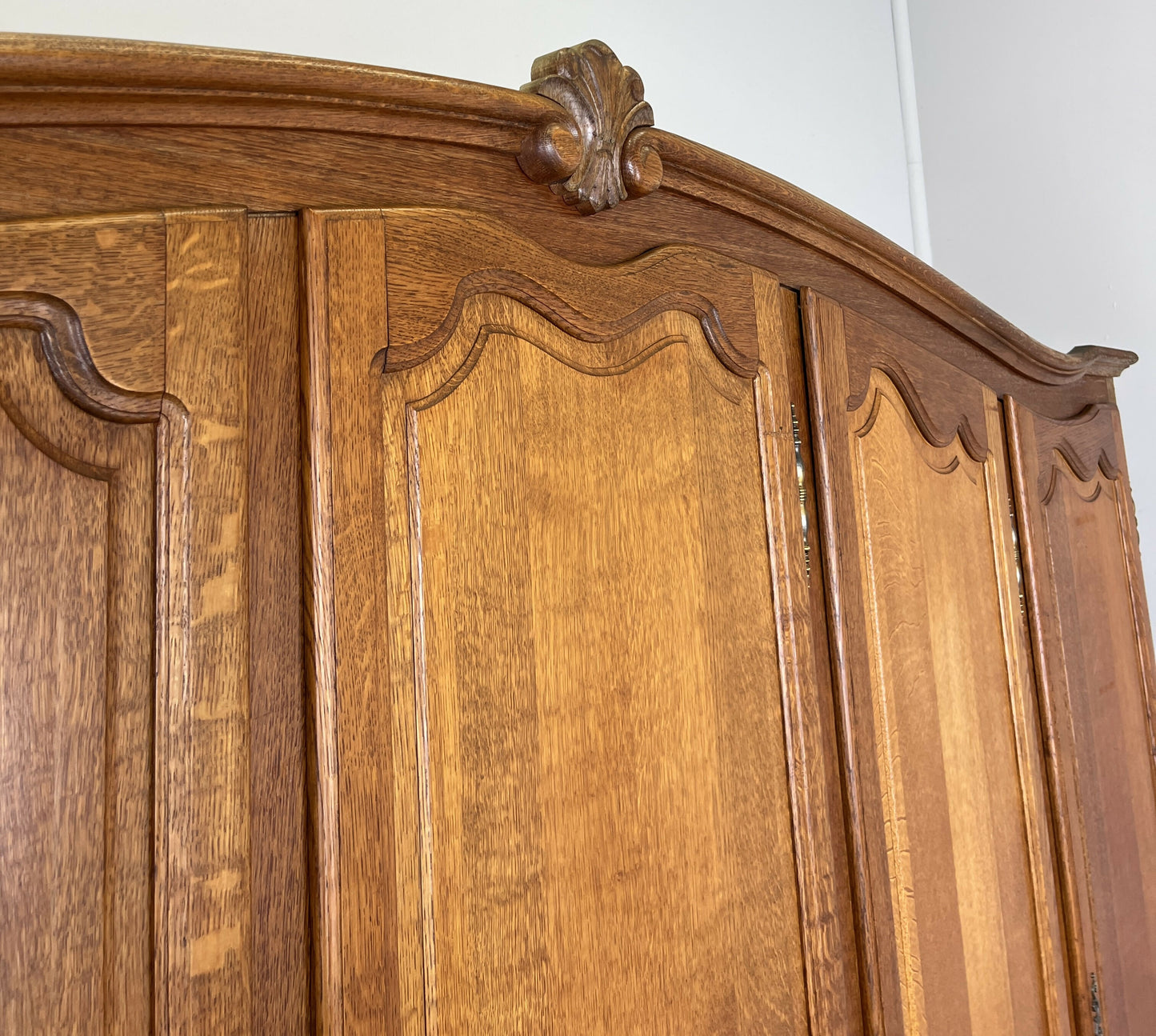 Wardrobe Vintage French Louis XVI Style Oak Five Door Carved Armoire LOT 6397