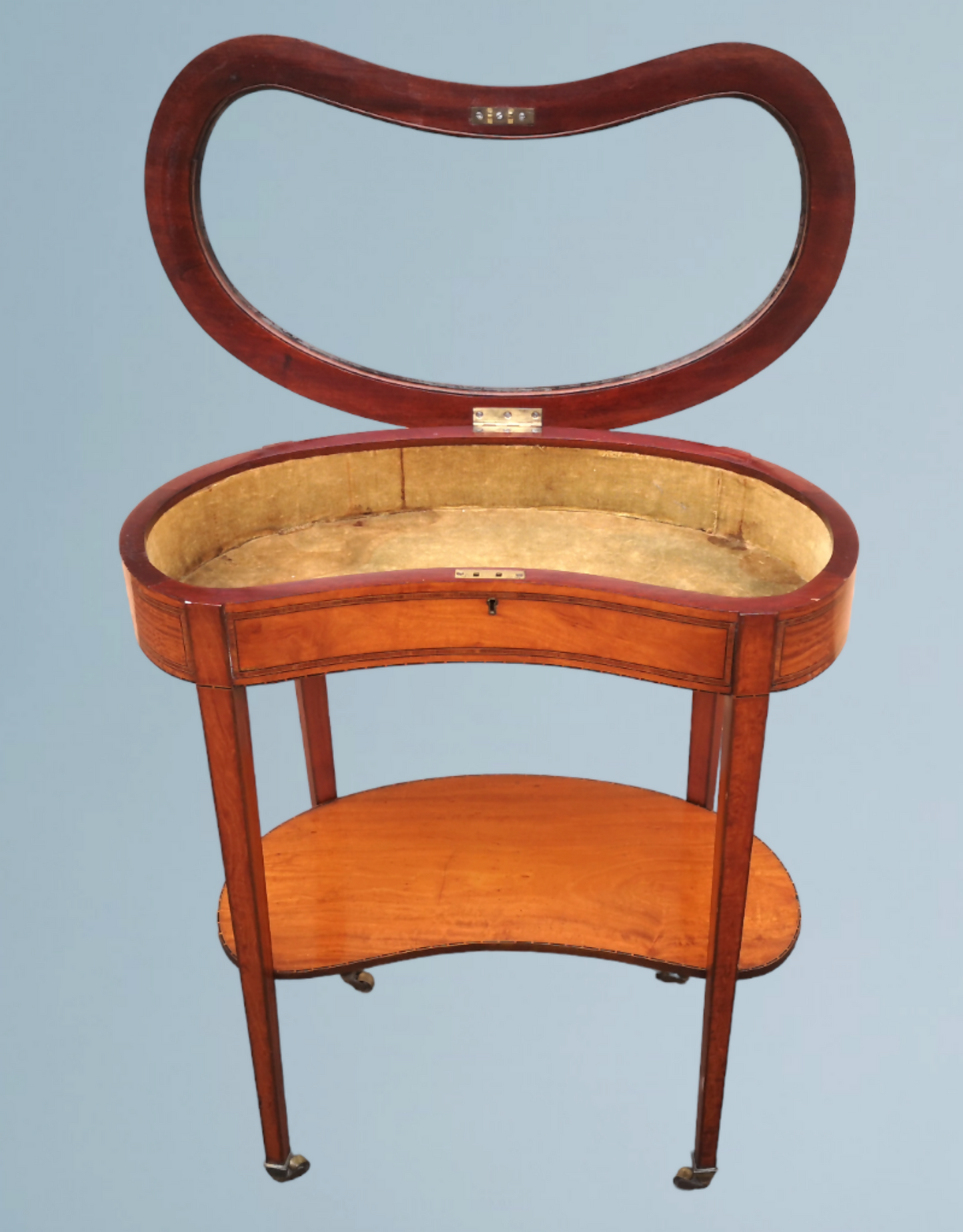 Edwardian Inlaid Kidney Shaped Satinwood Bijouterie Table