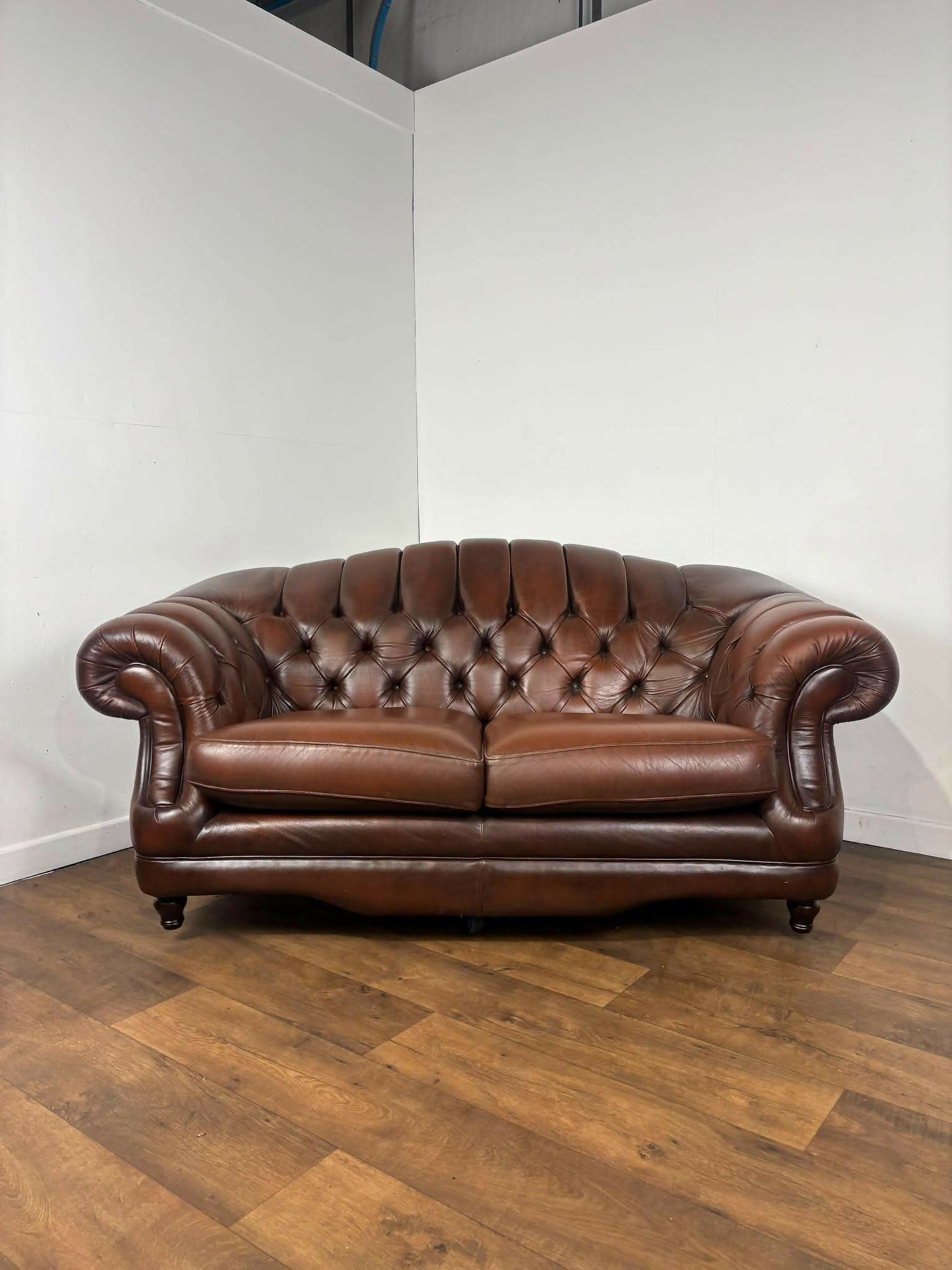 Thomas Lloyd Brown Leather Chesterfield Style Sofa