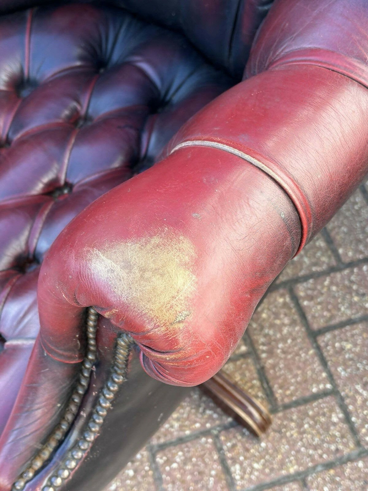 Vintage Red Leather Chesterfield Directors Swivel Armchair