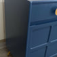 Midcentury Retro Nathan Squares Sideboard. Blue Yellow Painted Upcycled TV Cabinet Commission Piece