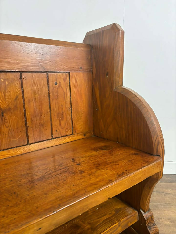 Victorian Pitch Pine Pew Of Small Proportions