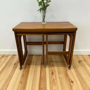 Mid Century Mcintosh Triform Nest Of Tables Teak Vintage Danish Style