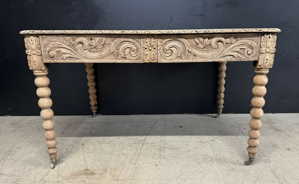 French Carved Oak Writing Table