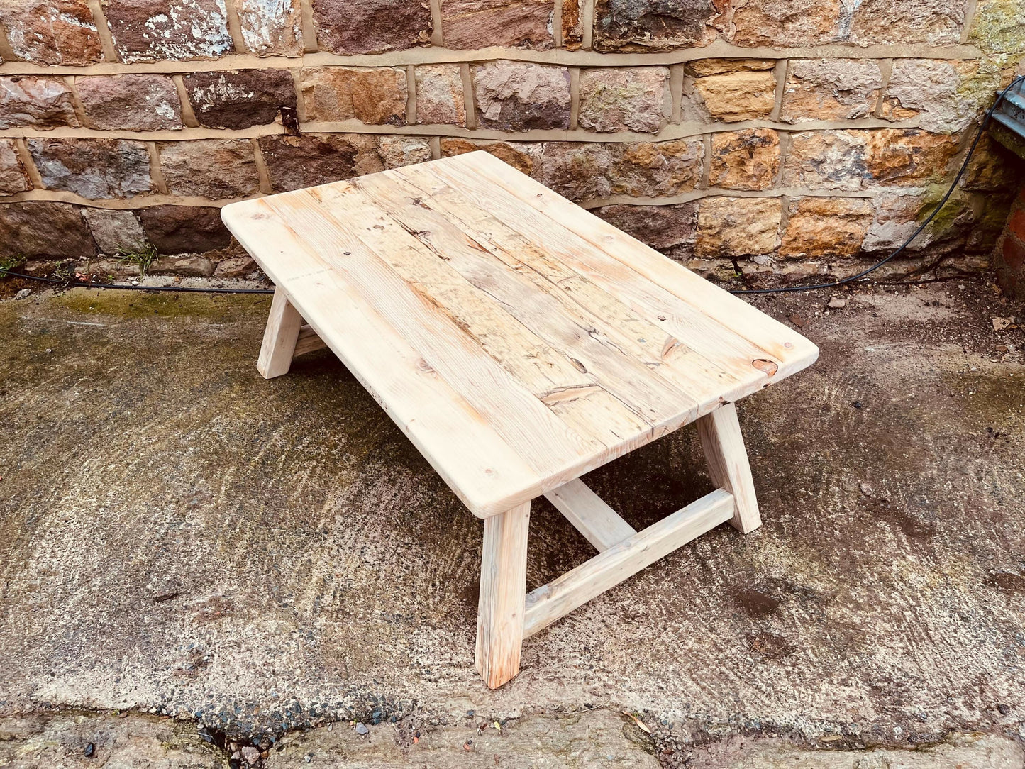 Handmade Reclaimed Wood Coffee Table | Rustic Farmhouse Low Table | Solid Timber | Vintage Cottage Style Living Room Furniture