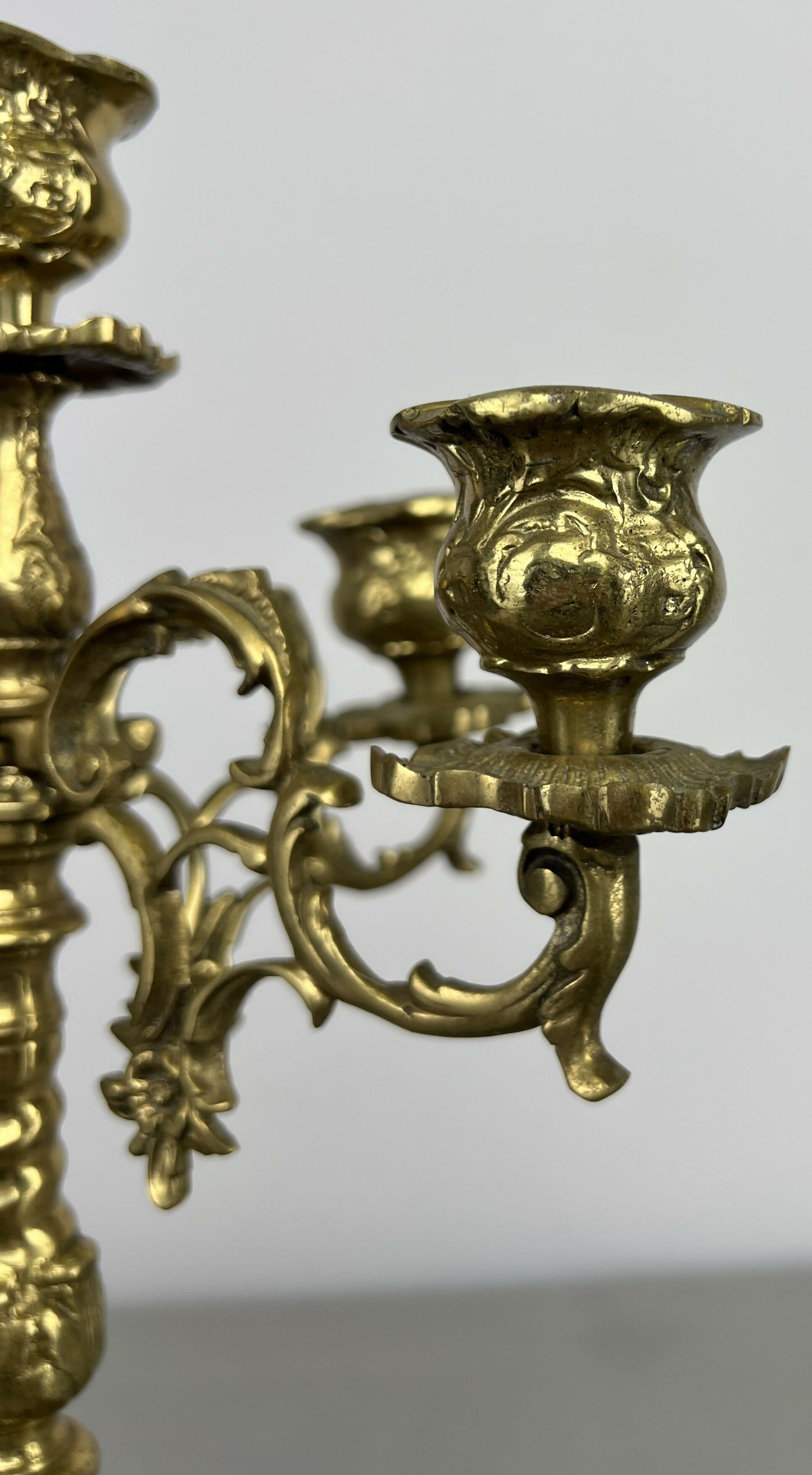 Candelabra Vintage French Style Brass Five Arm Ornate Candle Holder LOT 6423