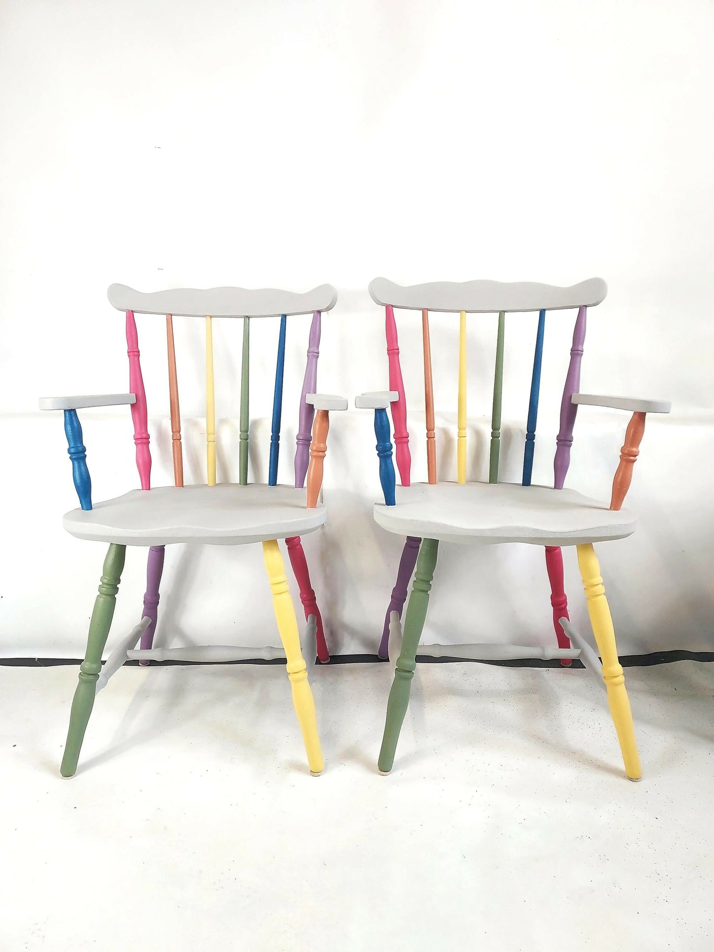 Rainbow Colour Solid Wood Farmhouse Dining Table And Chairs